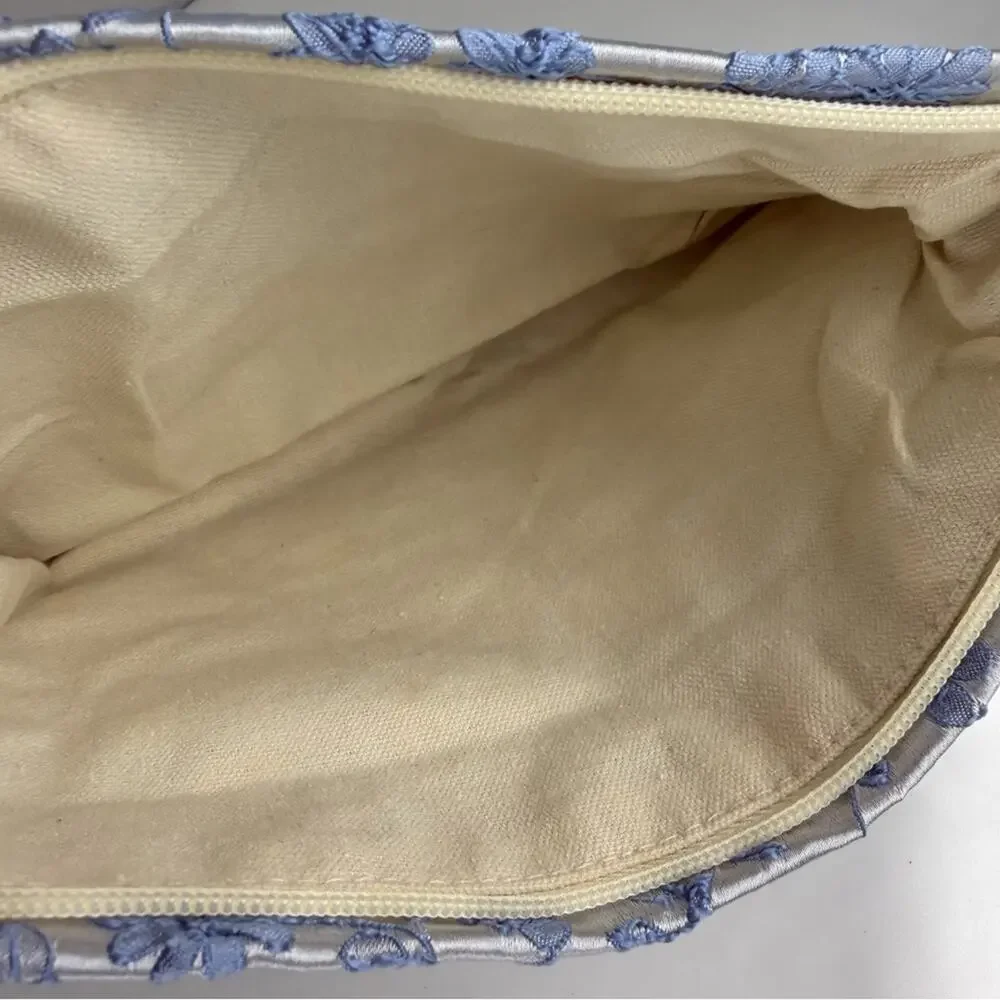 Elegant Blue Floral Cosmetic Pouch